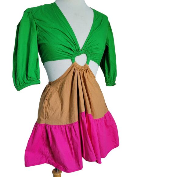 Never Fully Dressed Dopaminecore Tropical Bold Watermelon Heart Cut-Out Dress S - Picture 3 of 11